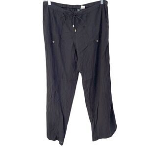 Lauren Ralph Lauren 100% Cotton Wide Leg Black Pants